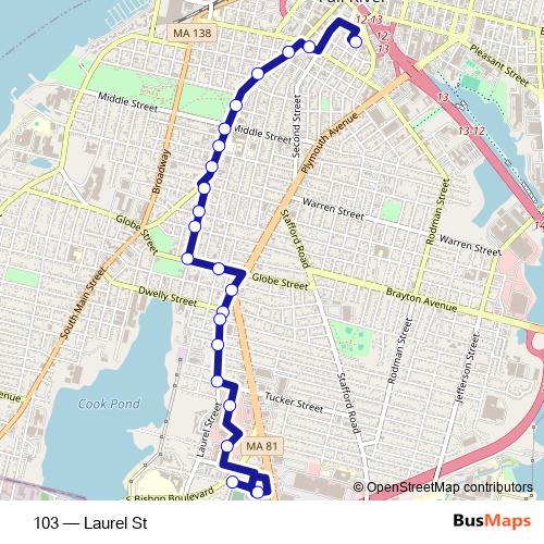 103 bus Line Map