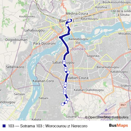 103 bus Line Map