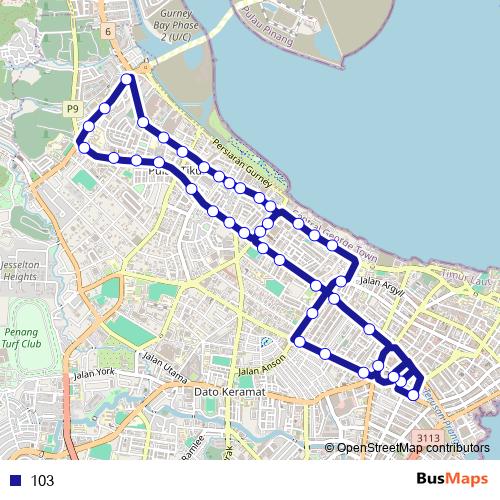 103 bus Line Map