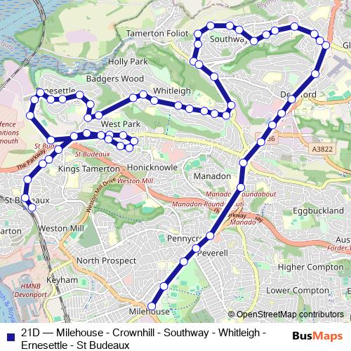 21D bus Line Map
