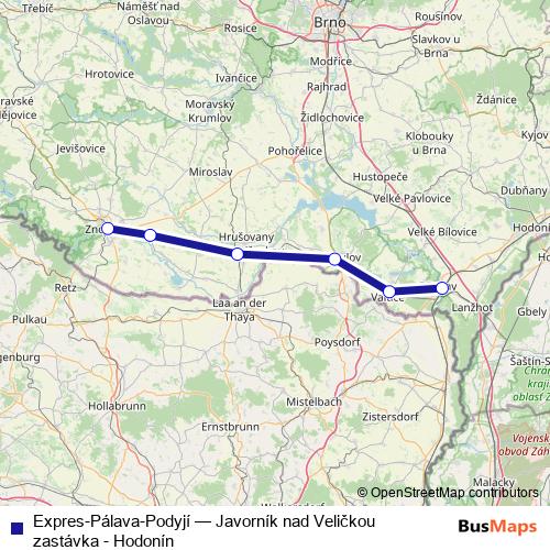 Expres-Pálava-Podyjí rail Line Map