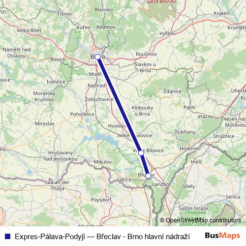 Expres-Pálava-Podyjí rail Line Map