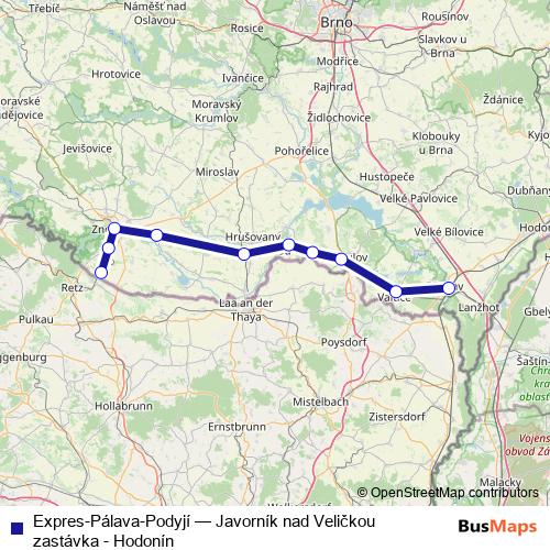 Expres-Pálava-Podyjí rail Line Map
