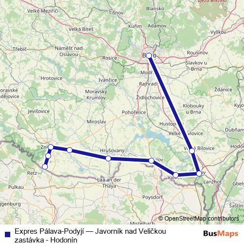 Expres Pálava-Podyjí rail Line Map