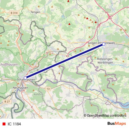 IC 1184 rail Line Map