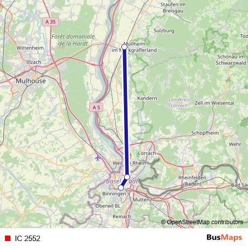 IC 2552 rail Line Map