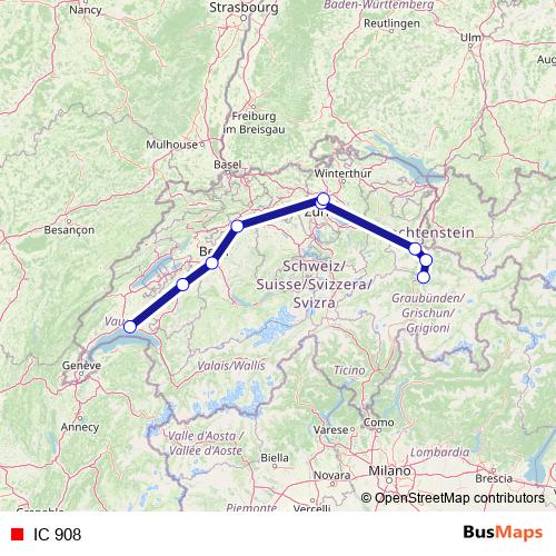 IC 908 rail Line Map