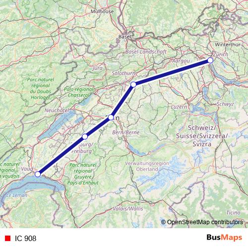 IC 908 rail Line Map
