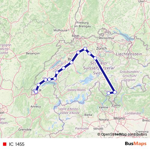 IC 1455 rail Line Map