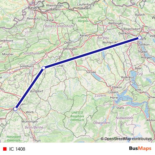 IC 1408 rail Line Map