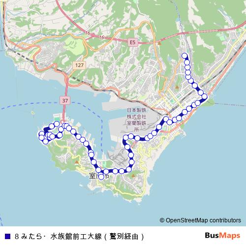 8 みたら・水族館前工大線（鷲別経由） bus Line Map