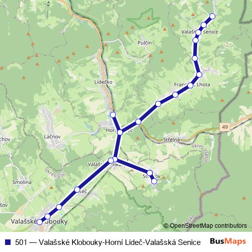 501 bus Line Map