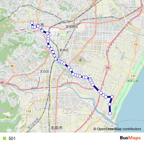 501 bus Line Map