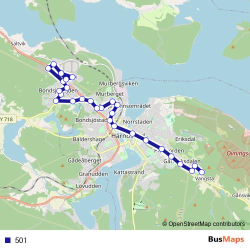501 bus Line Map