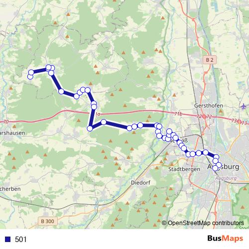 501 bus Line Map