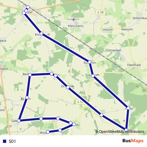 501 bus Line Map