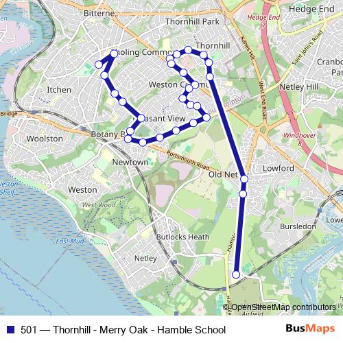 501 bus Line Map