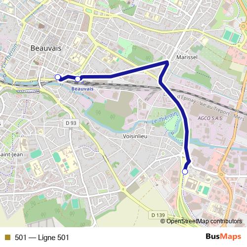 501 bus Line Map