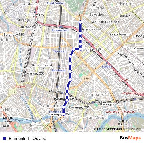 Blumentritt - Quiapo bus Line Map