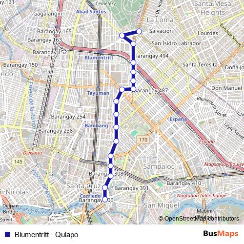 Blumentritt - Quiapo bus Line Map