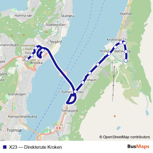 X23 bus Line Map