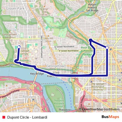 Dupont Circle - Lombardi bus Line Map