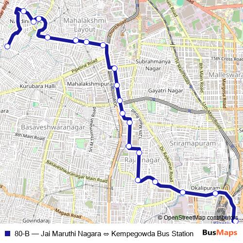 80-B bus Line Map