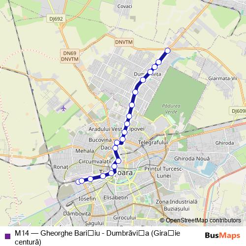 M14 trolleybus Line Map