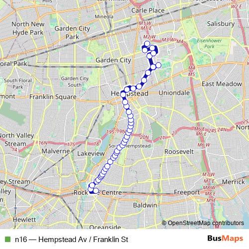 n16 bus Line Map