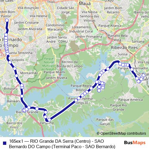 165ex1 bus Line Map