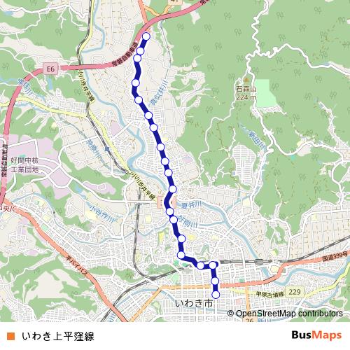 Iwaki Kami-Hirakubo Line bus Line Map