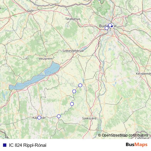 IC 824 Rippl-Rónai rail Line Map
