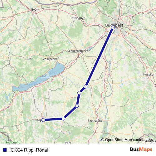 IC 824 Rippl-Rónai rail Line Map
