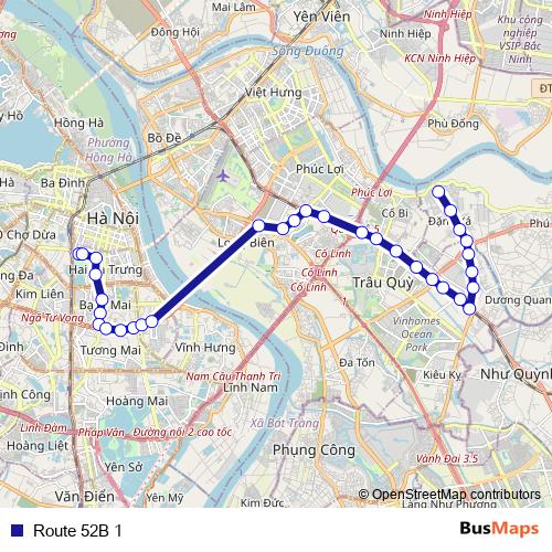 Route 52B 1 bus Line Map