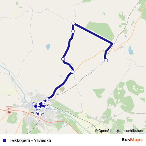Teikkoperä - Ylivieska bus Line Map