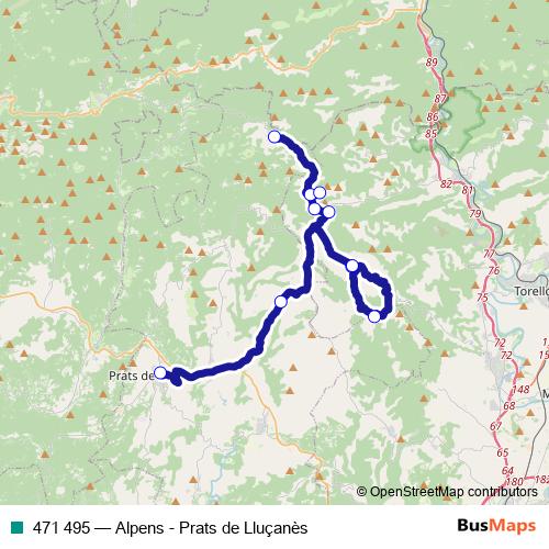 471 495 bus Line Map