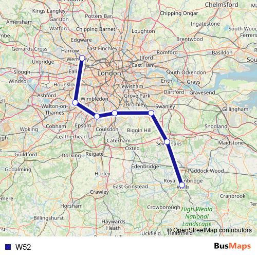 W52 bus Line Map