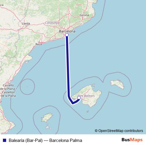 Balearia (Bar-Pal) ferry Line Map