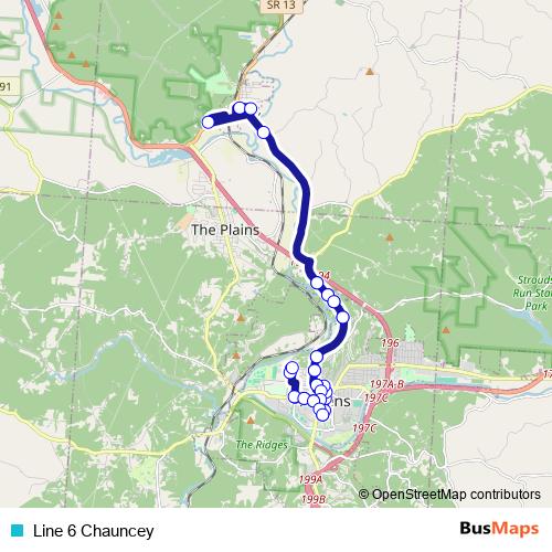 Line 6 Chauncey bus Line Map