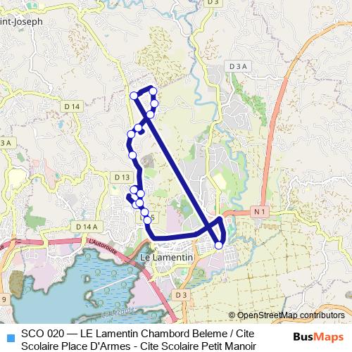 SCO 020 bus Line Map