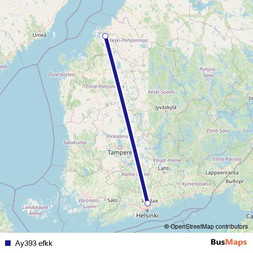Ay393 efkk air Line Map