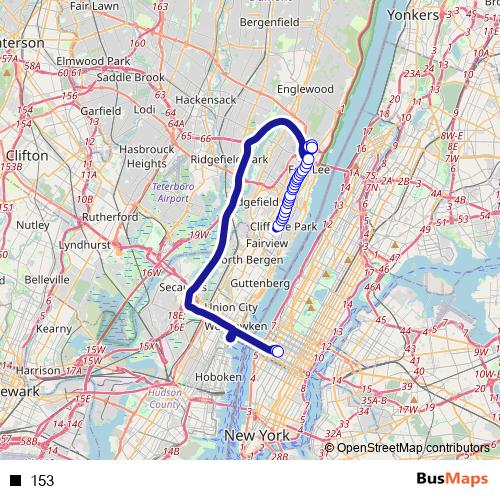 153 bus Line Map