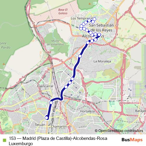 153 bus Line Map