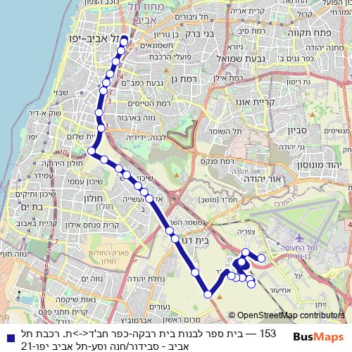 153 bus Line Map