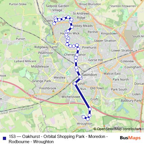153 bus Line Map
