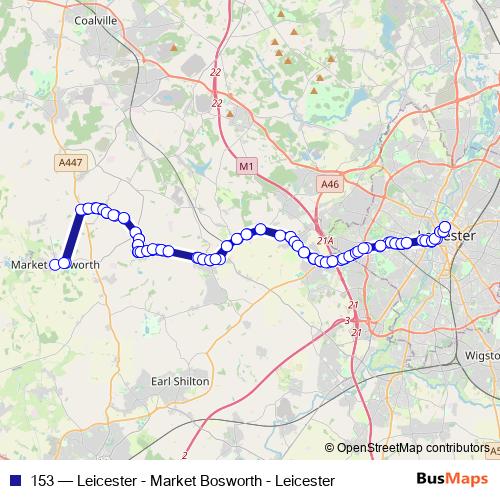 153 bus Line Map