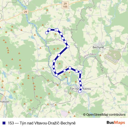 153 bus Line Map