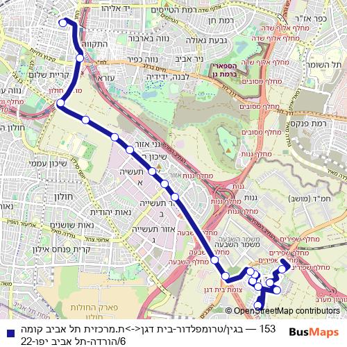 153 bus Line Map