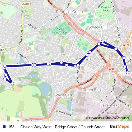 153 bus Line Map