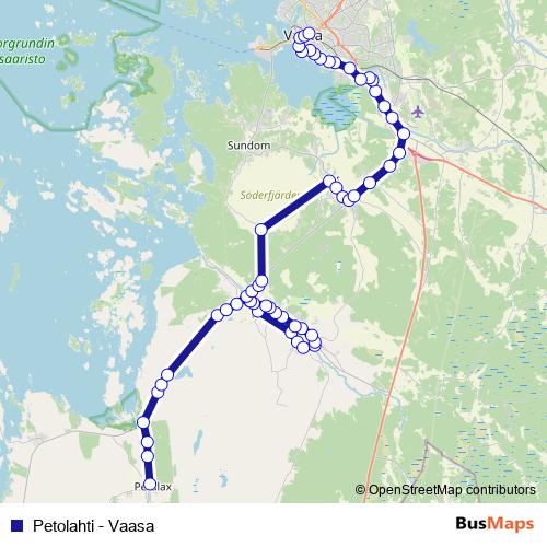 Petolahti - Vaasa bus Line Map
